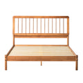 Mid Century Modern Solid Wood Queen Spindle Bed Caramel Queen Caramel Pine Pine