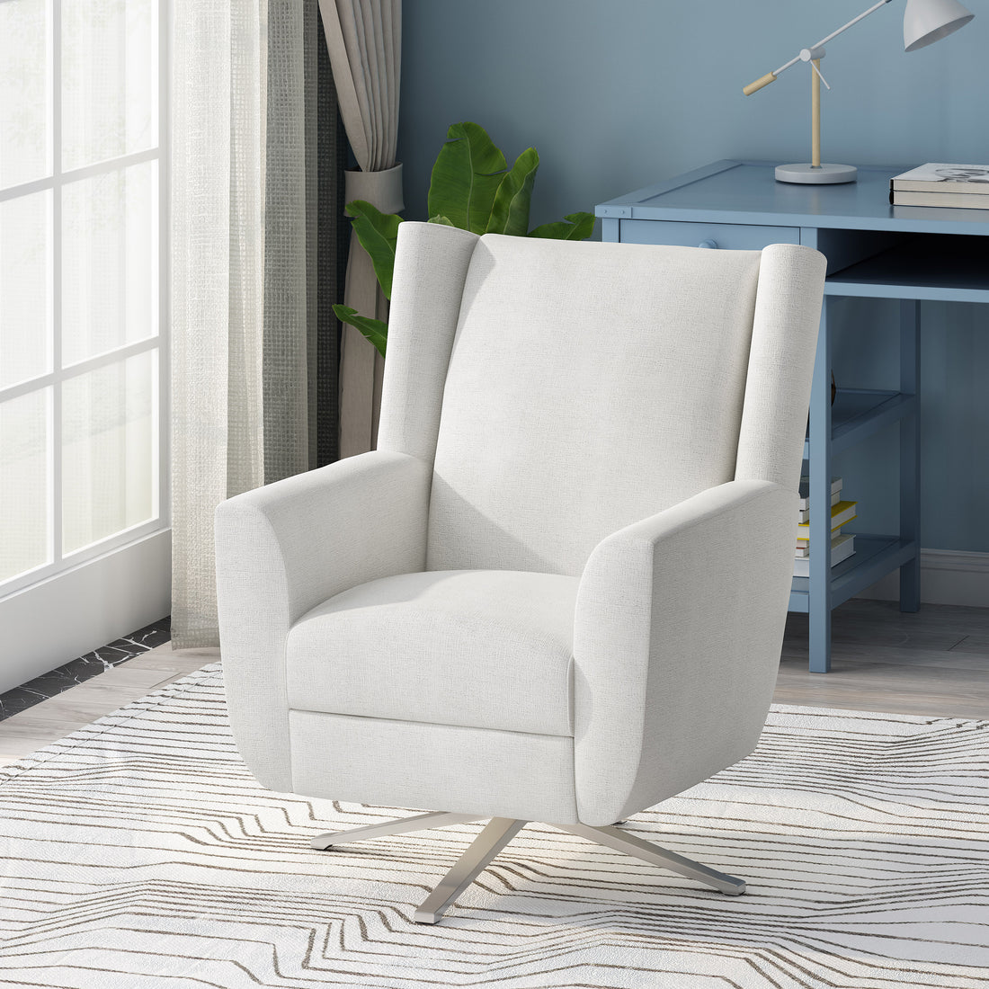 Swivel Chair Ivory Fabric