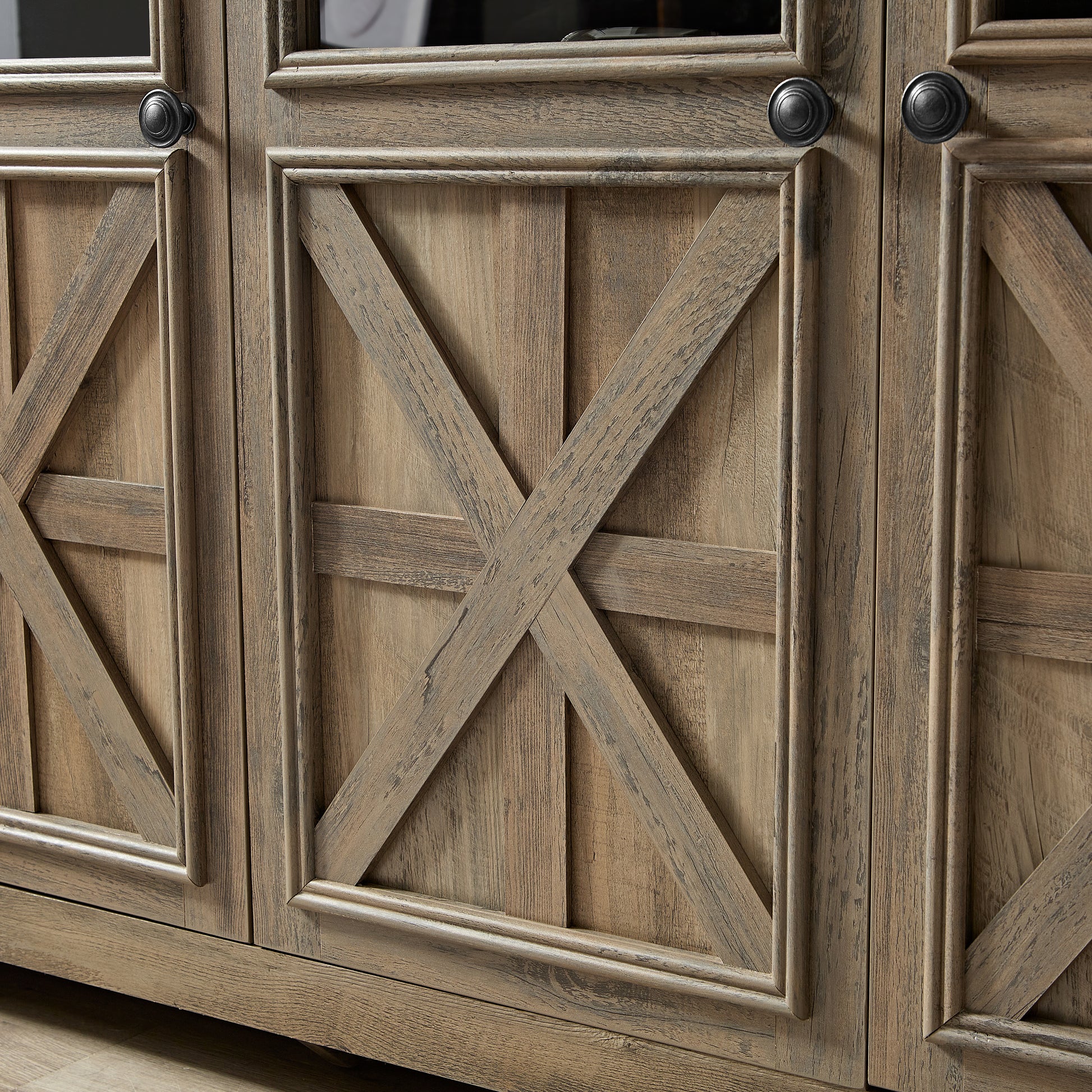 Farmhouse Sideboard Buffet Cabinet With Storage With 3 Doors, Kitchen Storage Cabinet, Coffee Bar Cabinet With Adjustable Shelf For Kitchen, Living Room, L53''*W15.35"*H35", Gray Wash Gray Wash Mdf