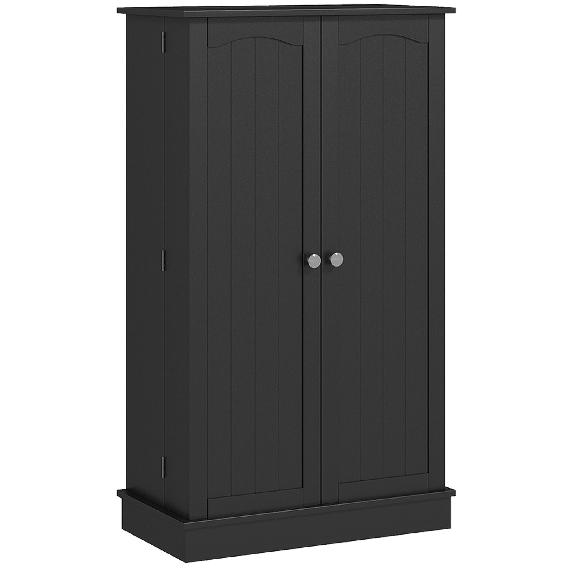 Homcom 41" Kitchen Pantry Storage Cabinet, Freestanding Kitchen Cabinet With 12 Door Shelves, Double Doors, 5 Tier Shelving And Adjustable Shelves, Black Black Mdf
