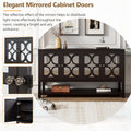 Elegant Retro Console Table Storage Cabinet Sideboard With Mirrored Doors, Spacious Shelves, And Durable Acacia Wood Legs Perfect For Living Room, Dining Room, Or Entryway Espresso Espresso Primary Living Space Solid Wood Mdf