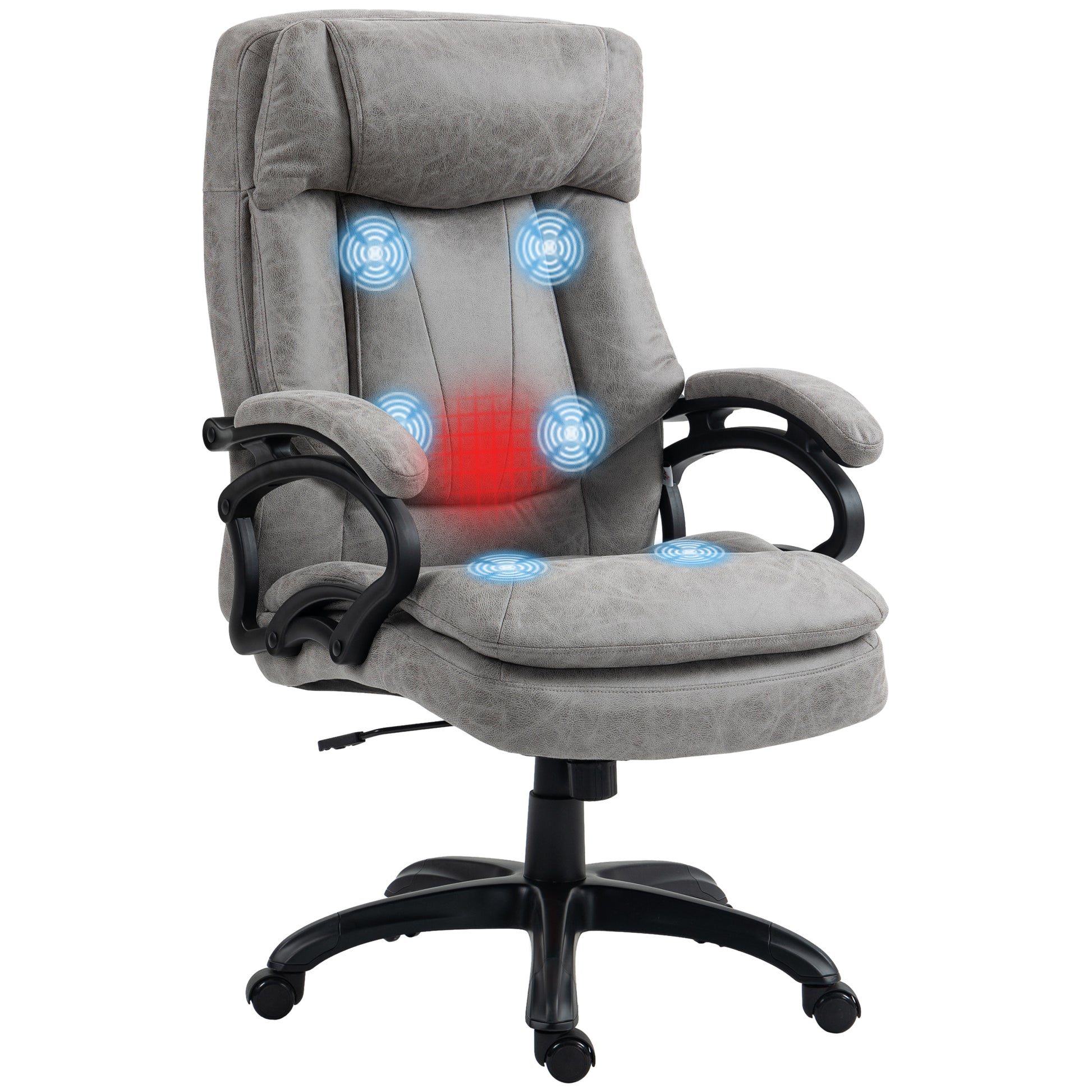 Homcom 6 Point Vibration Massage Office Chair With Heat, Gray Gray Polyester Homcom 6 Point Vibration Massage Office Chair With Heat, Gray Gray Polyester