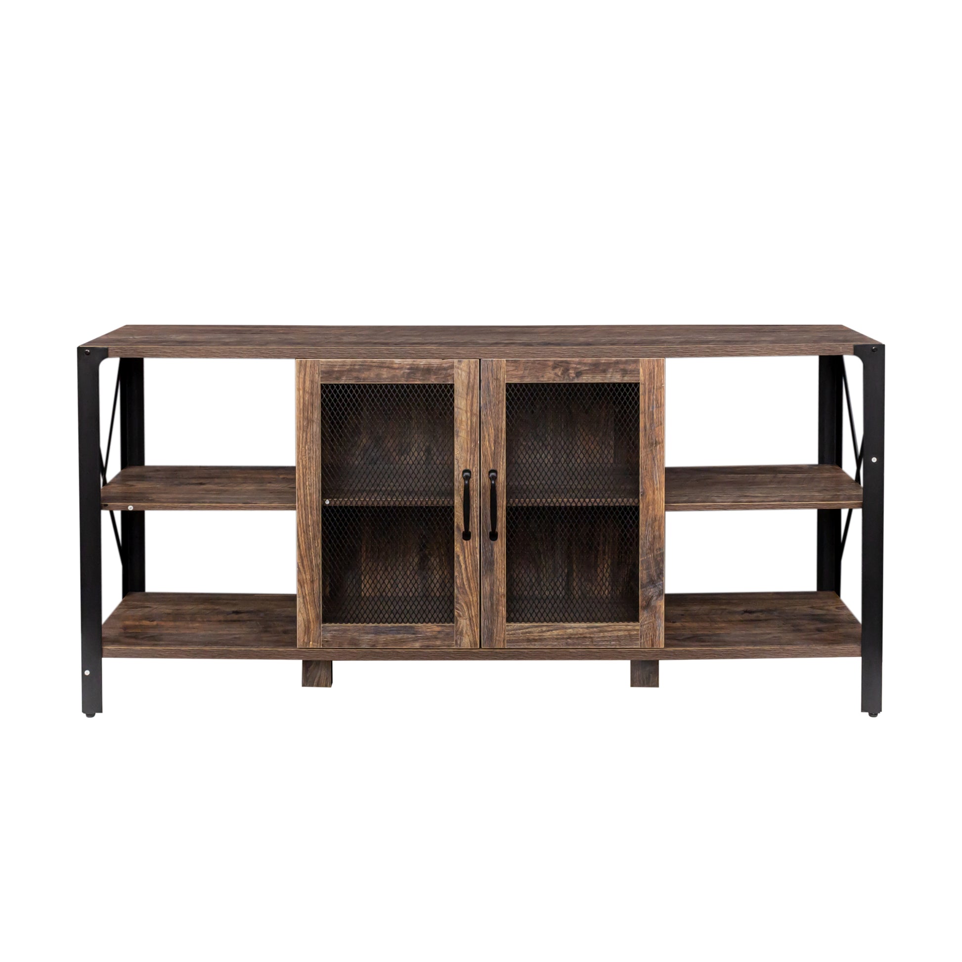 Tv Stands For Living Room, Industrial Tv Stand For Bedroom Furniture, Farmhouse Tv Stand 80 Inch Television Standmodern Horizontal Wood And Metal Open Bookshelf Espresso 70 79 Inches Particle Board Mdf