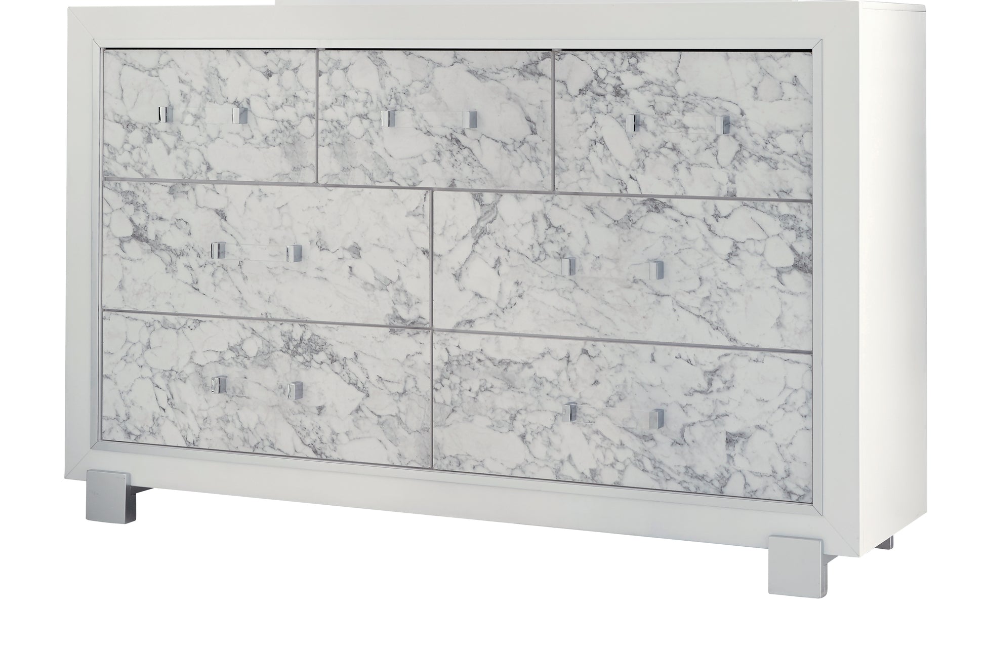 Skye Marble White Dresser White Solid Wood Mdf