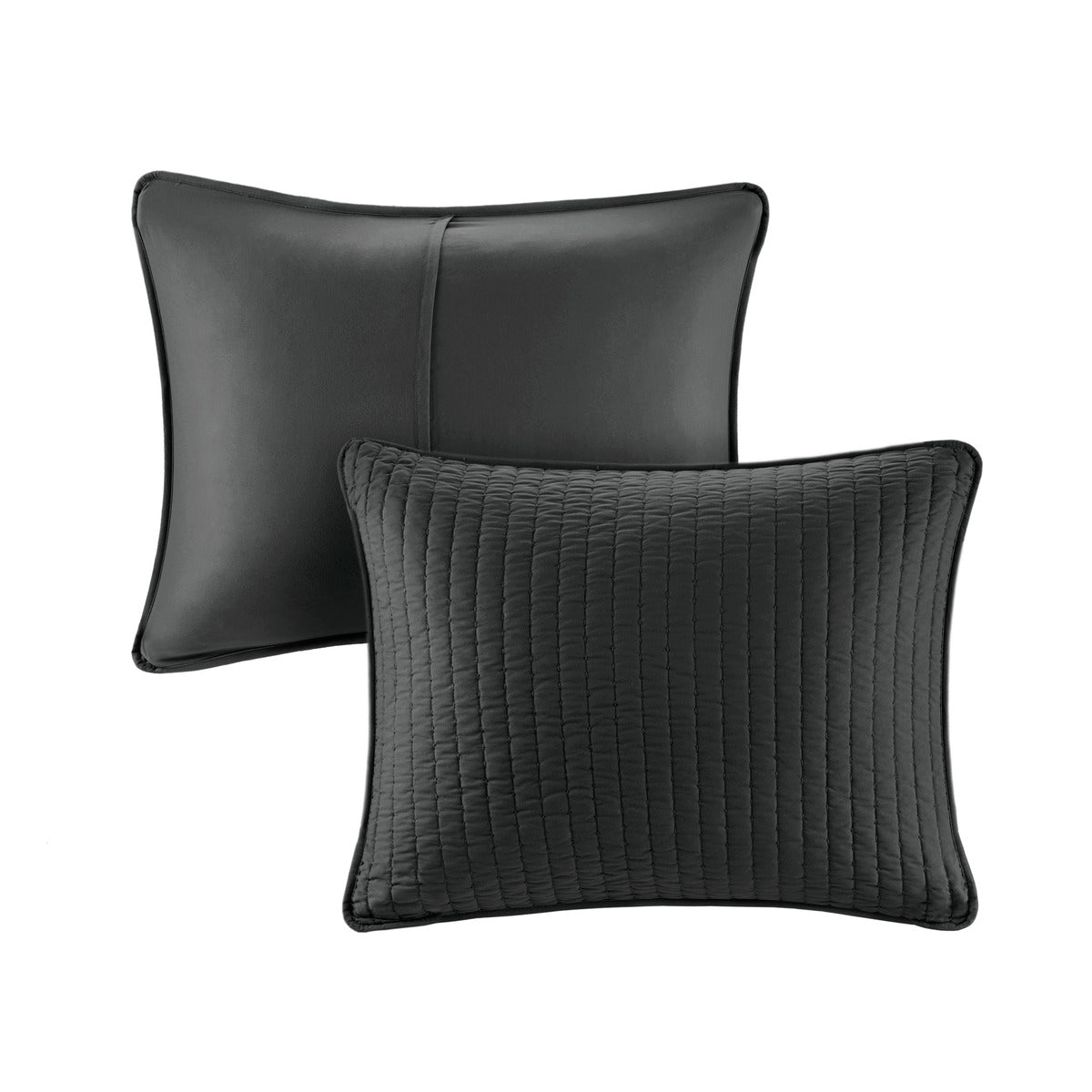 3 Piece Quilt Set Black Full Queen Full Black Microfiber