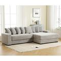 Arrived Oversized Two Piece Couches, L Shaped Sofa, Corduroy, Right Chaise Daybed,With Armrests,Eight Throw Pillows,Corner Sofa,Easy To Assemble, Gray Gray Polyester Wood Primary Living Space Medium Soft Pillow Back Modern Square Arms Wood 3 Seat