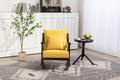 Woven Fabric Mid Century Modern Accent Chairs Comfy Upholstered Glider Arm Chair With Solid Wood For Living Room Bedroom Balcony Yellow Brown Bedroom Modern Rubberwood Foam Linen