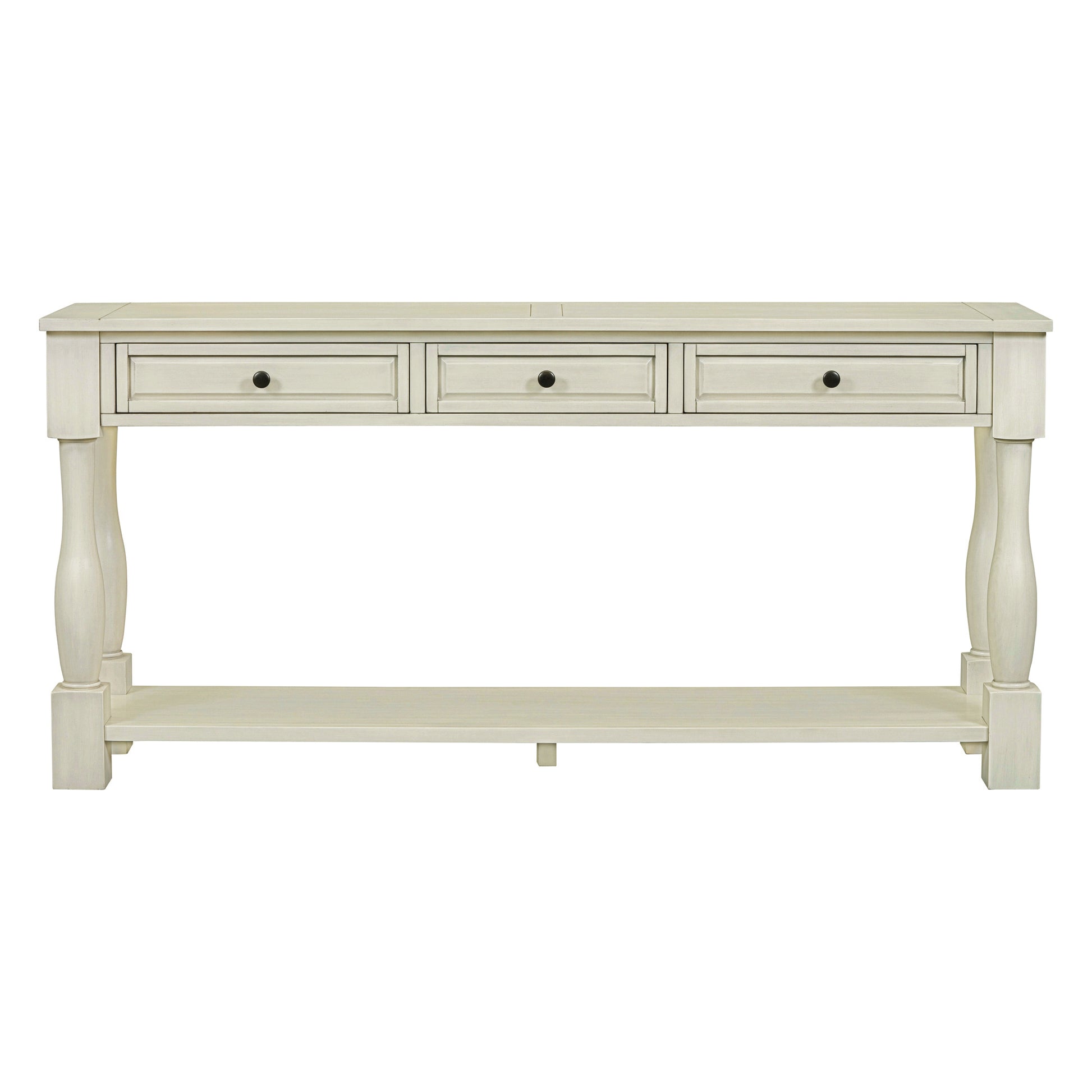 Console Table 63" Long Console Table With Drawers And Shelf For Entryway, Hallway, Living Room Antique White, Old Sku: Wf193795Aak Antique White Solid Wood