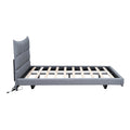 Full Size Upholstered Platform Bed With Led Lights,Usb Ports And Outlets,Linen Fabric,Gray Full Gray Wood Metal
