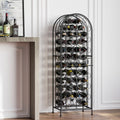 Homcom 45 Bottle Wrought Iron Wine Rack Jail With Lock Black Black Iron