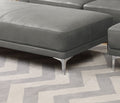 Modern Antique Gray Large Ottoman Metal Legs 1Pc Cocktail Ottoman Living Room Antique Gray Faux Leather Primary Living Space Grey Contemporary,Modern Rectangle Bonded Leather