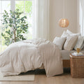 5 Piece Organic Cotton Oversized Comforter Cover Set W Removable Insert Natural Full Queen Natural Cotton