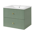 24 Inch Wall Mounted Bathroom Vanity With 2 Drawers Ideal For Small Bathrooms Green Bathroom Mdf