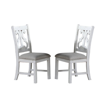 Set Of 2 Upholstered Dining Chairs In White Finish Solid White Dining Room Rectangular Set Of 2 Rubber Wood