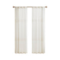 Yarn Dye Sheer Curtain Panel Pair 2 Pcs Window Panels Ivory Polyester