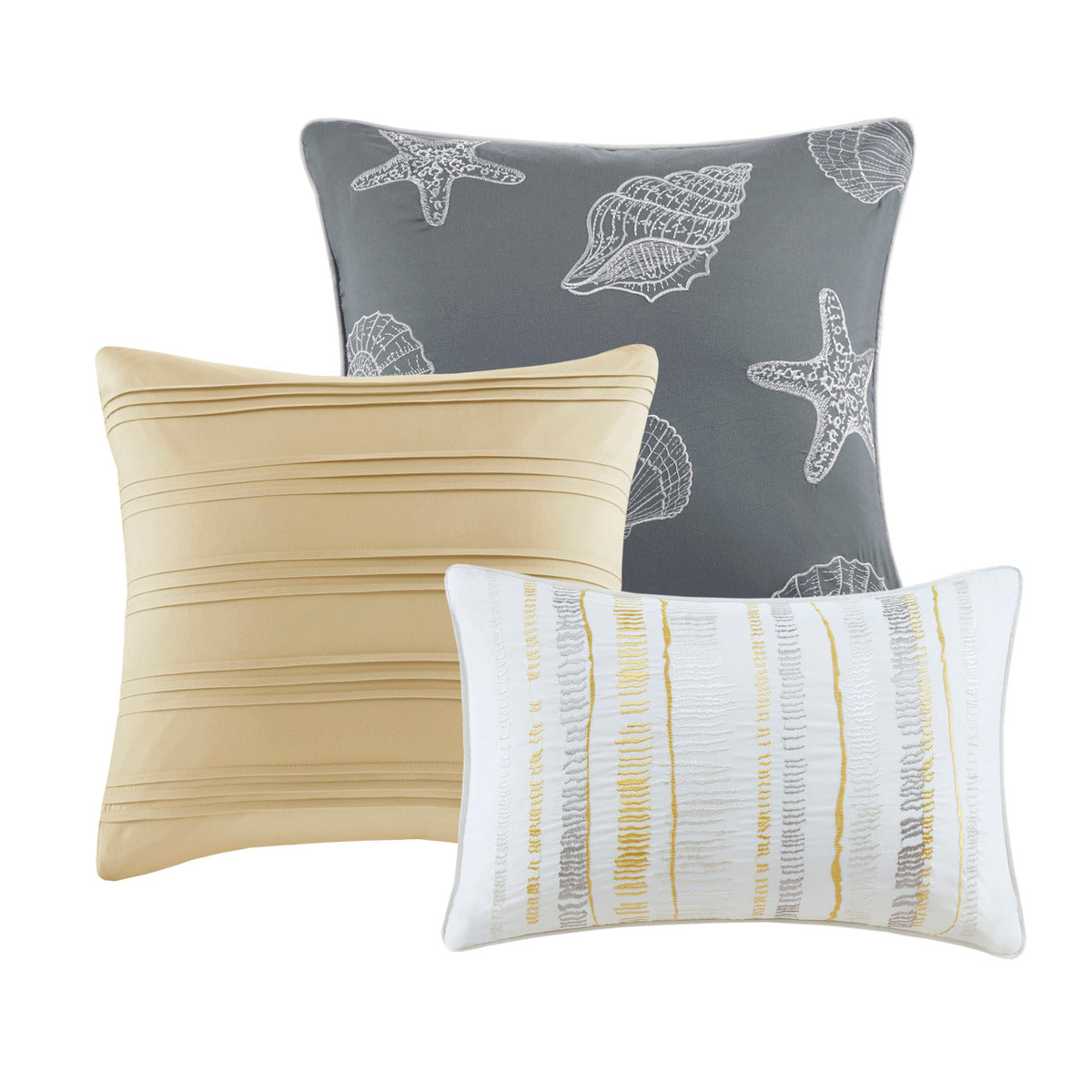 6 Piece Printed Quilt Set With Throw Pillows Yellow Full Queen Full Yellow Cotton