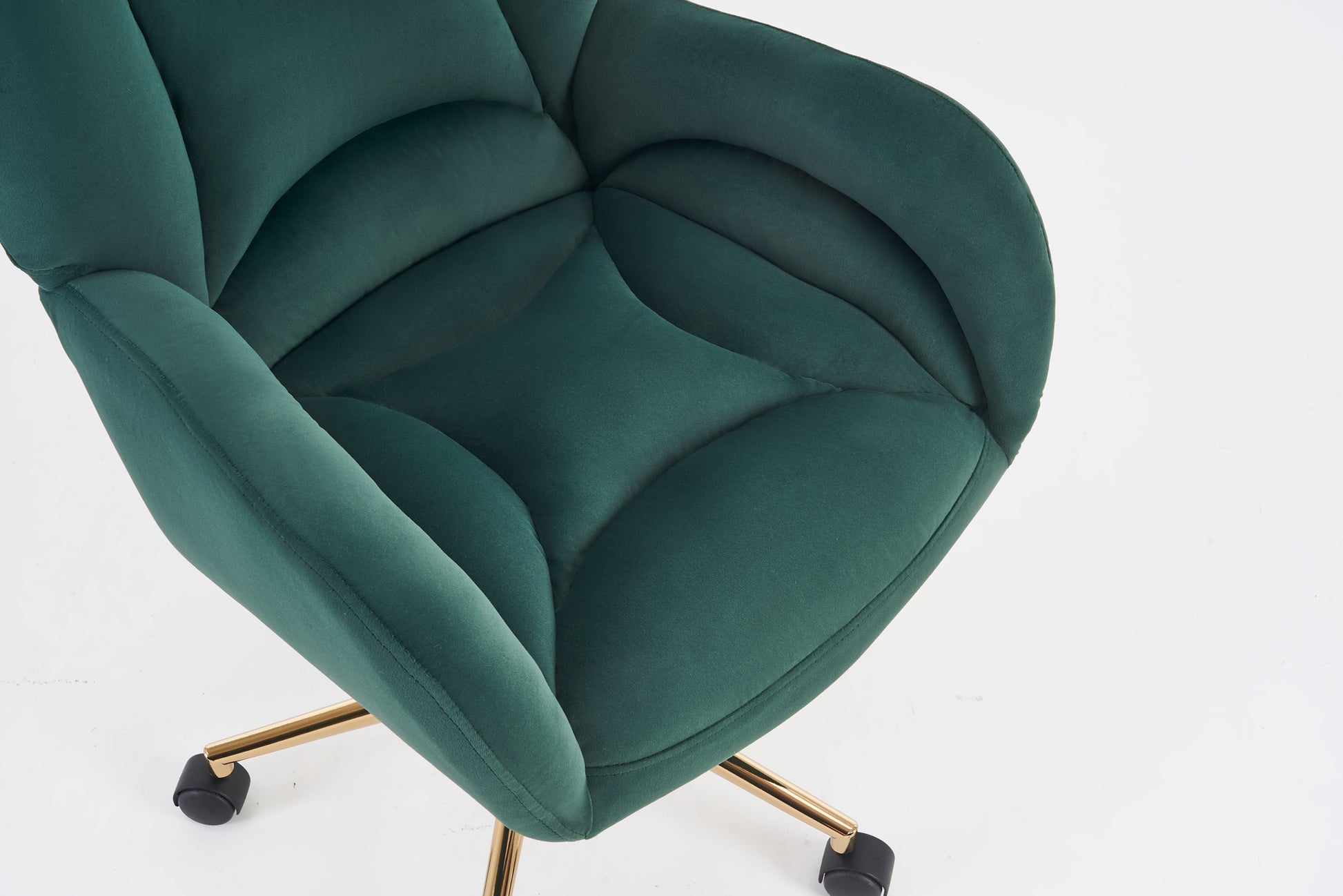 005 Velvet Fabric 360 Swivel Home Office Chair With Gold Metal Base And Universal Wheels,Green Solid Green Office Sponge Wipe Clean Modern Office Chairs Tufted Back Foam Swivel Velvet