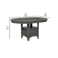 42 60 Inch Extendable Oval Dining Table, Shelf, Closed Storage, Smooth Gray Gray Wood