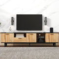 Modern Tv Stand With 4 Cabinets& Open Shelves, Color Matching Media Console Table For Tvs Up To 80'', Entertainment Center With Drop Down Door For Living Room, Bedroom, Home Theatre Wood Brown Primary Living Space 70 79 Inches 70 79 Inches Modern 65