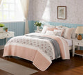 6 Piece Cotton Percale Quilt Set With Throw Pillows Blush Full Queen Full Blush Polyester