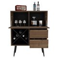 Prunus Bar Cabinet, One Cabinet, Two Drawers Mahogany Black Mahogany Particle Board