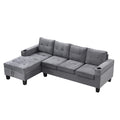 Sectional Sofa Set For Living Room With L Shape Chaise Lounge ,Cup Holder And Left Hand With Storage Chaise Modern 4 Seat Grey Grey Fabric 4 Seat