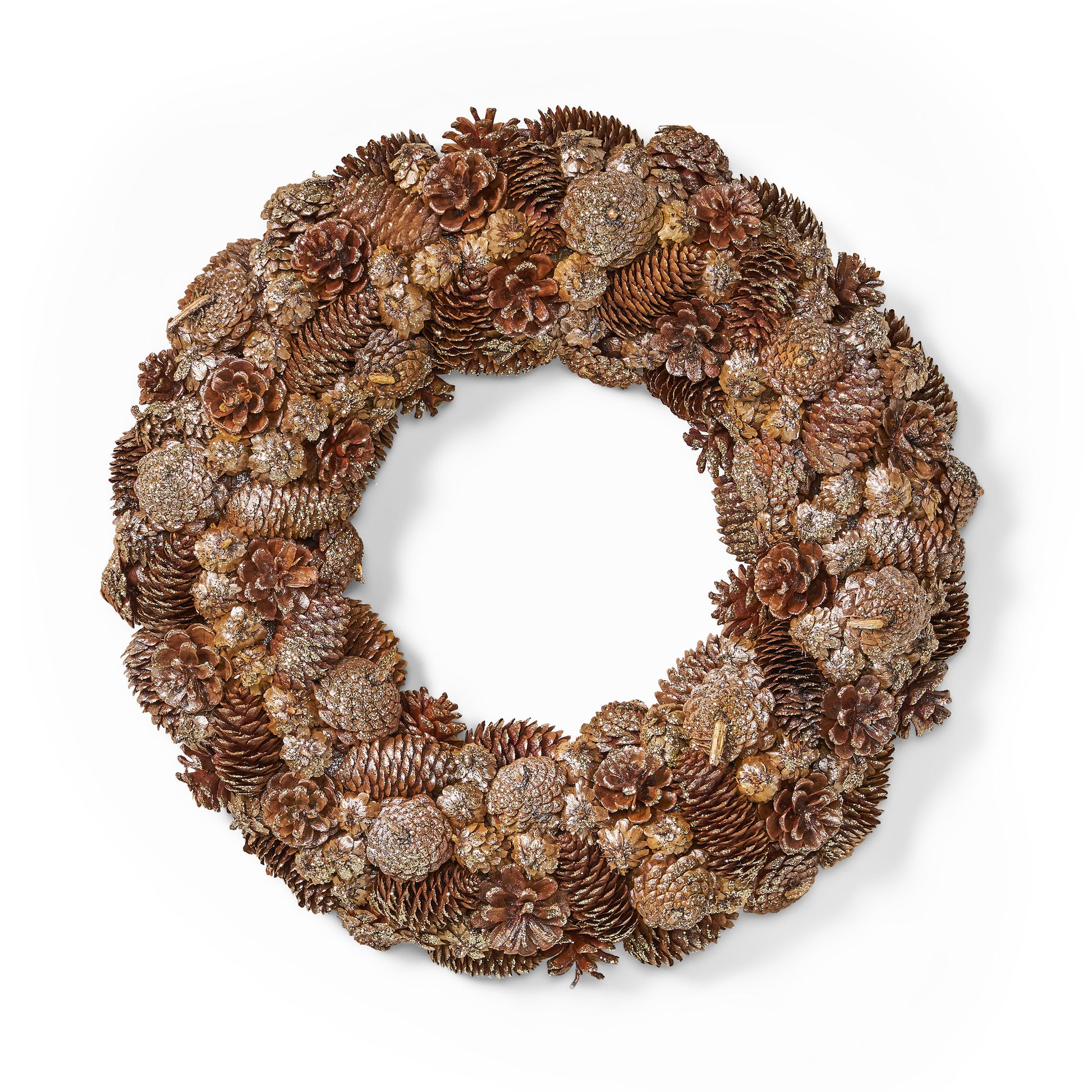 18.5'' Pine Cone Wreath Champagne Foam