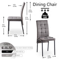 5 Piece Dining Set Including Grey Velvet High Back Nordic Dining Chair & Creative Design Mdf Dining Table Walnut Solid Back Seats 4 Brown Metal Dining Room Modern Foam Dining Table With Chair Mdf