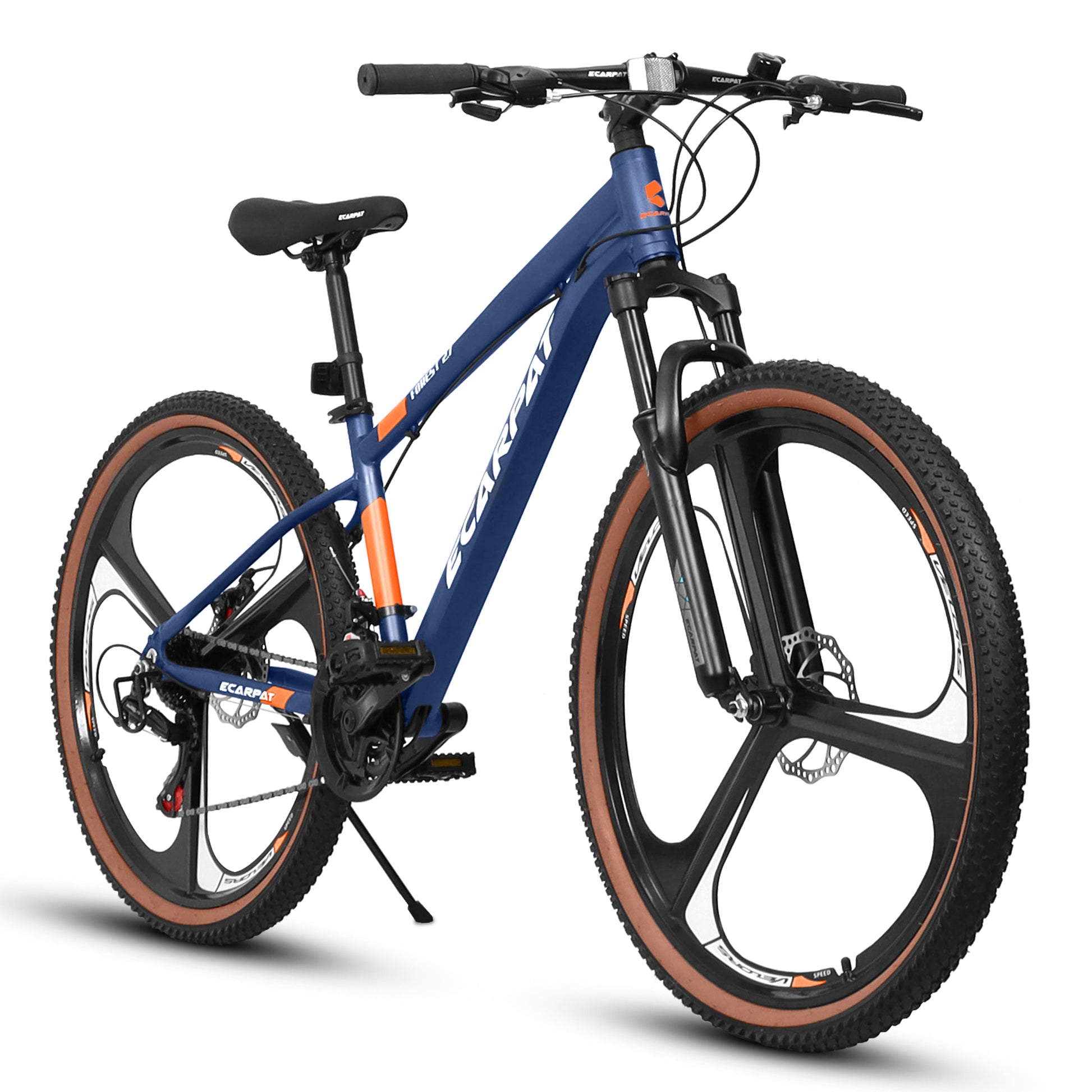 A27302M Ecarpat Mountain Bike 27.5 Inch Wheels, 21 Speed Road Bicycle With Dual Disc Brakes For Men And Women, Aluminum Frame Bicycles, Adult Faster Racing Bike Blue,Orange Aluminium