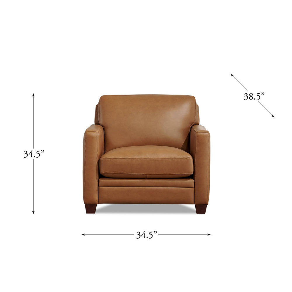 Naples Leather Chair Cognac Down Filling Genuine Leather