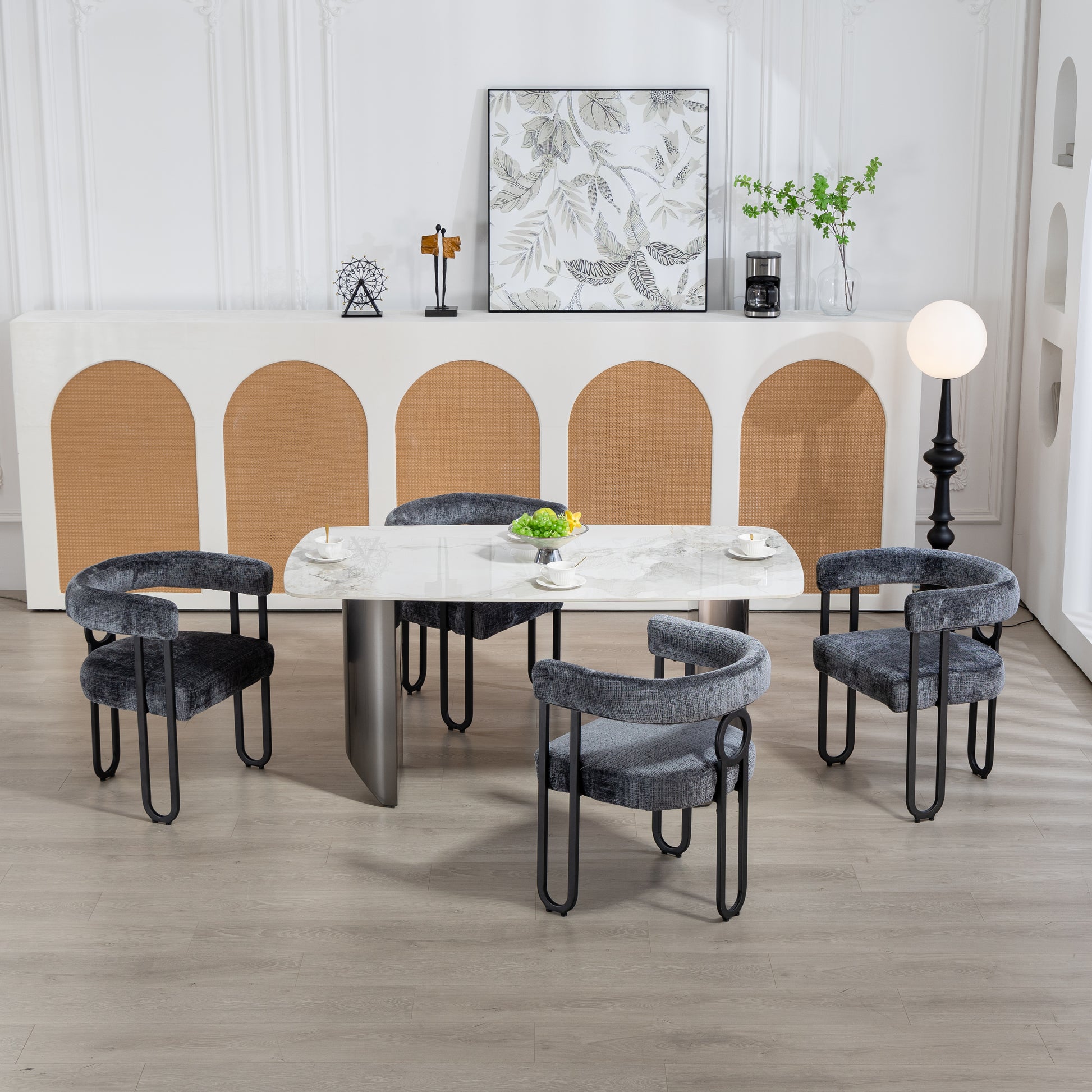 Coolmore Contemporary Designed Chenille Fabric Upholstered Accent Dining Chair Barrel Side Chairs Kitchen Armchair For Living Room Set Of 2 Gray Chenille Gray Dining Room Foam Chenille