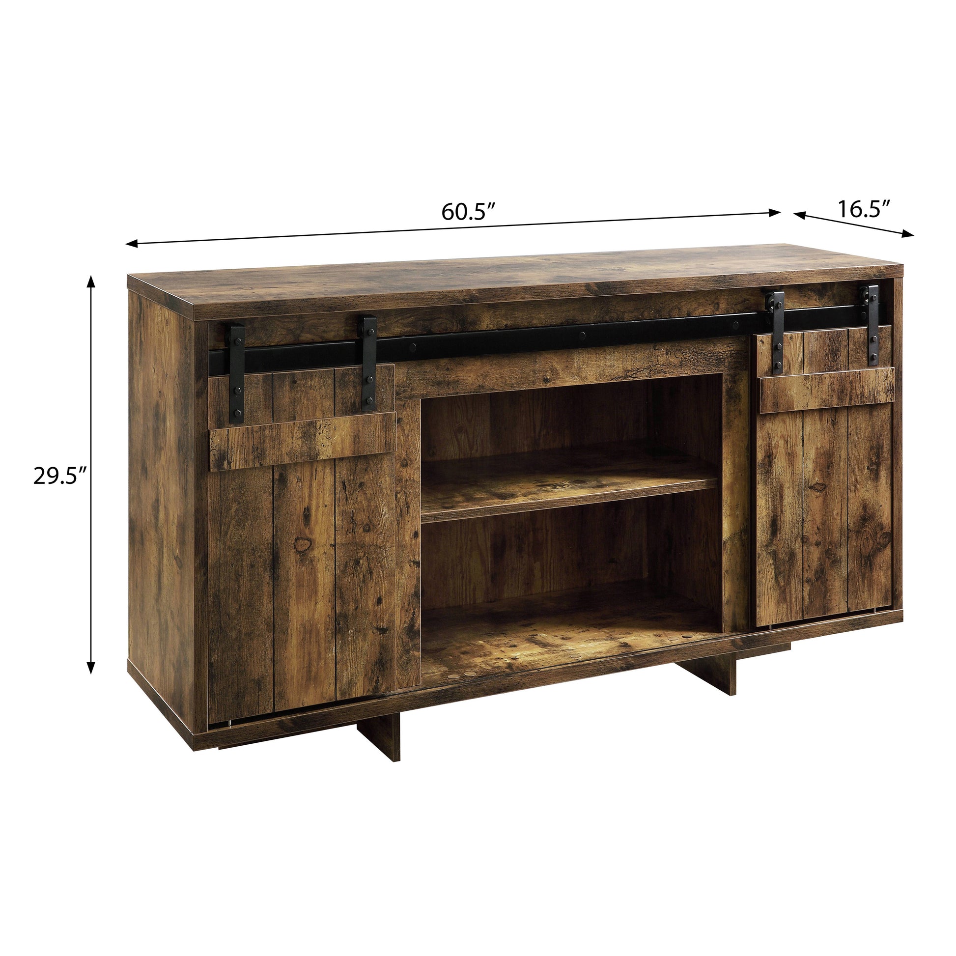 Rustic Oak Tv Stand With 2 Barn Doors Rustic Primary Living Space 50 59 Inches 60 Inches Wood