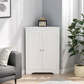 Floor Corner Cabinet With 2 Doors And Adjustable Shelves, Freestanding Narrow Cabinet Organizer, Corner Storage Cabinets For Bathroom, Kitchen, Living Room, Or Bedroom, White White 1 Mdf