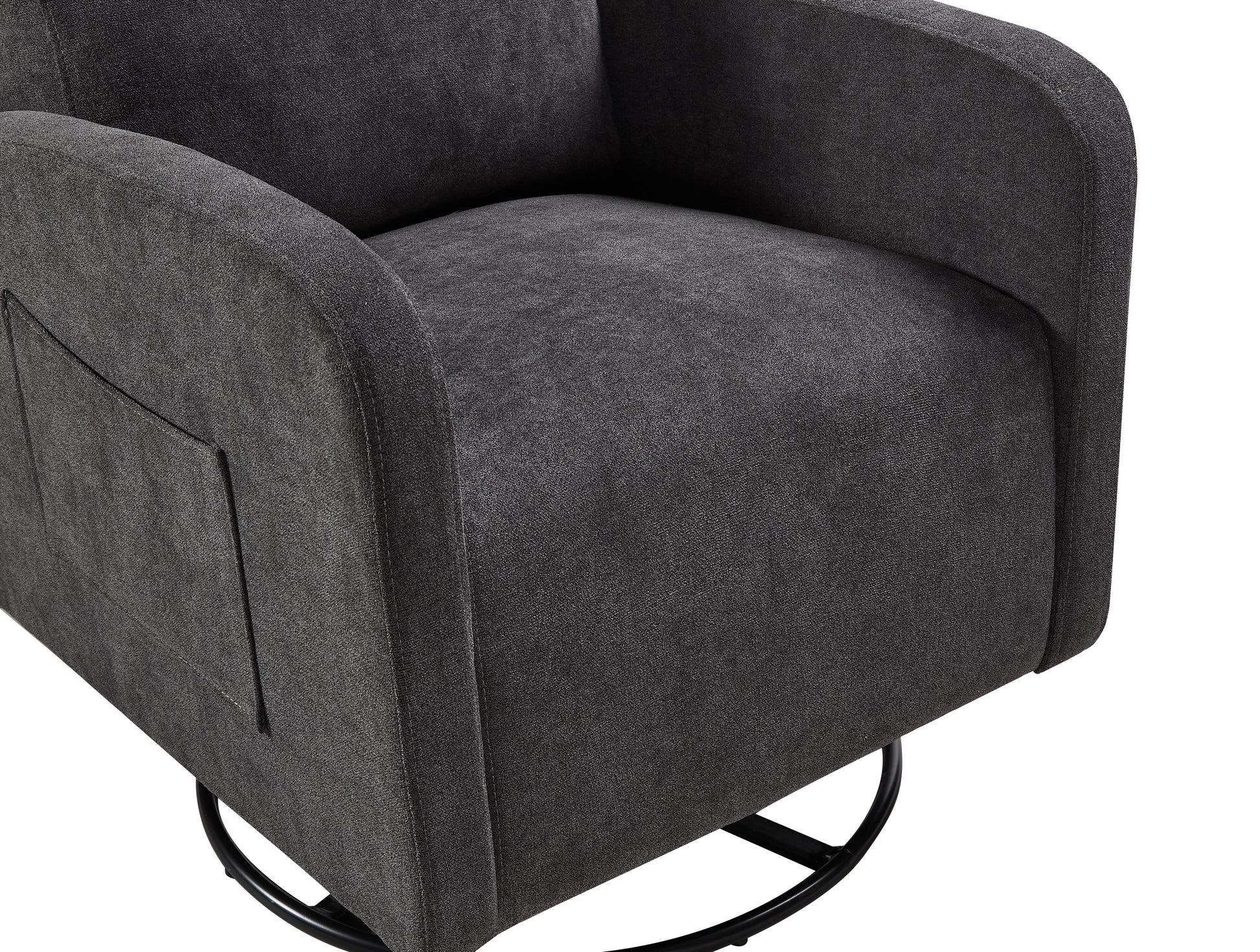 Swivel Upholstered Manual Recliner Chair Theater Recliner Sofa 360 Degree Nursery Glider Rocker For Living Room, Dark Coffee Dark Gray Primary Living Space American Design,American Traditional,Modern Fiber Foam Pads Chenille