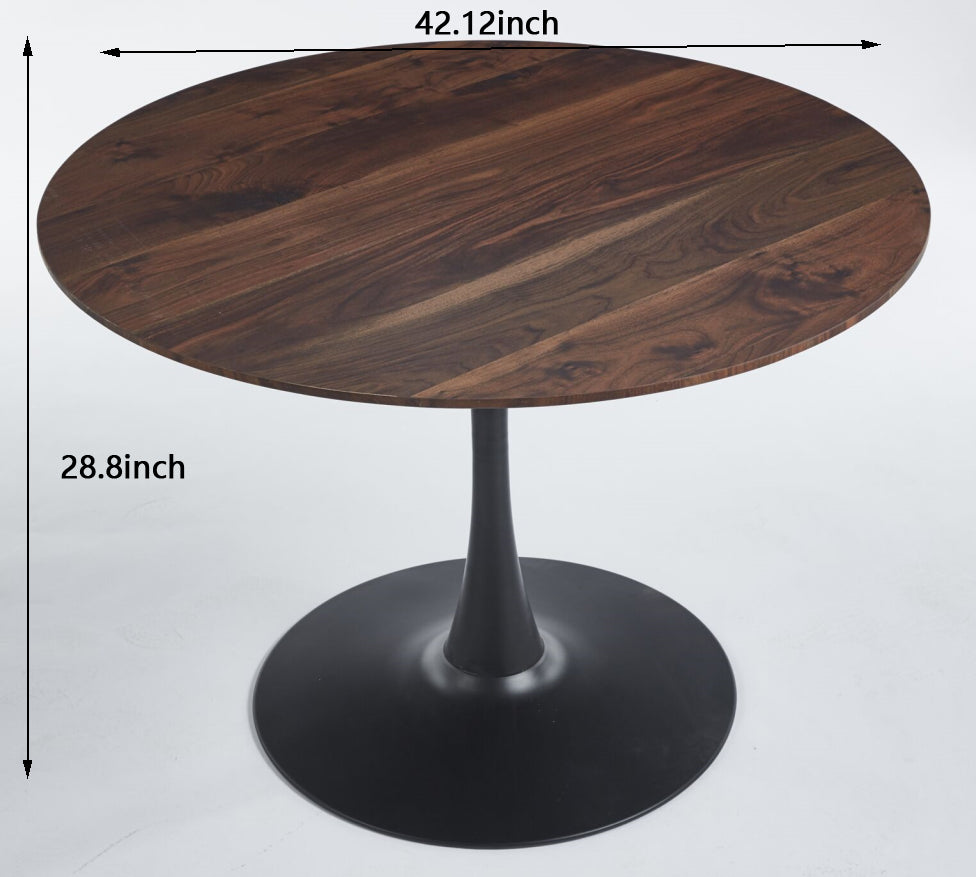 42.1"Wood Color Top Tulip Table Mid Century Dining Table For 4 6 People With Round Mdf Table Top, Pedestal Dining Table, End Table Leisure Coffee Table Walnut Mdf