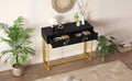 Modern Sleek Console Table Two Drawers With Stripe Design For Living Room And Entryway Black Black Mdf