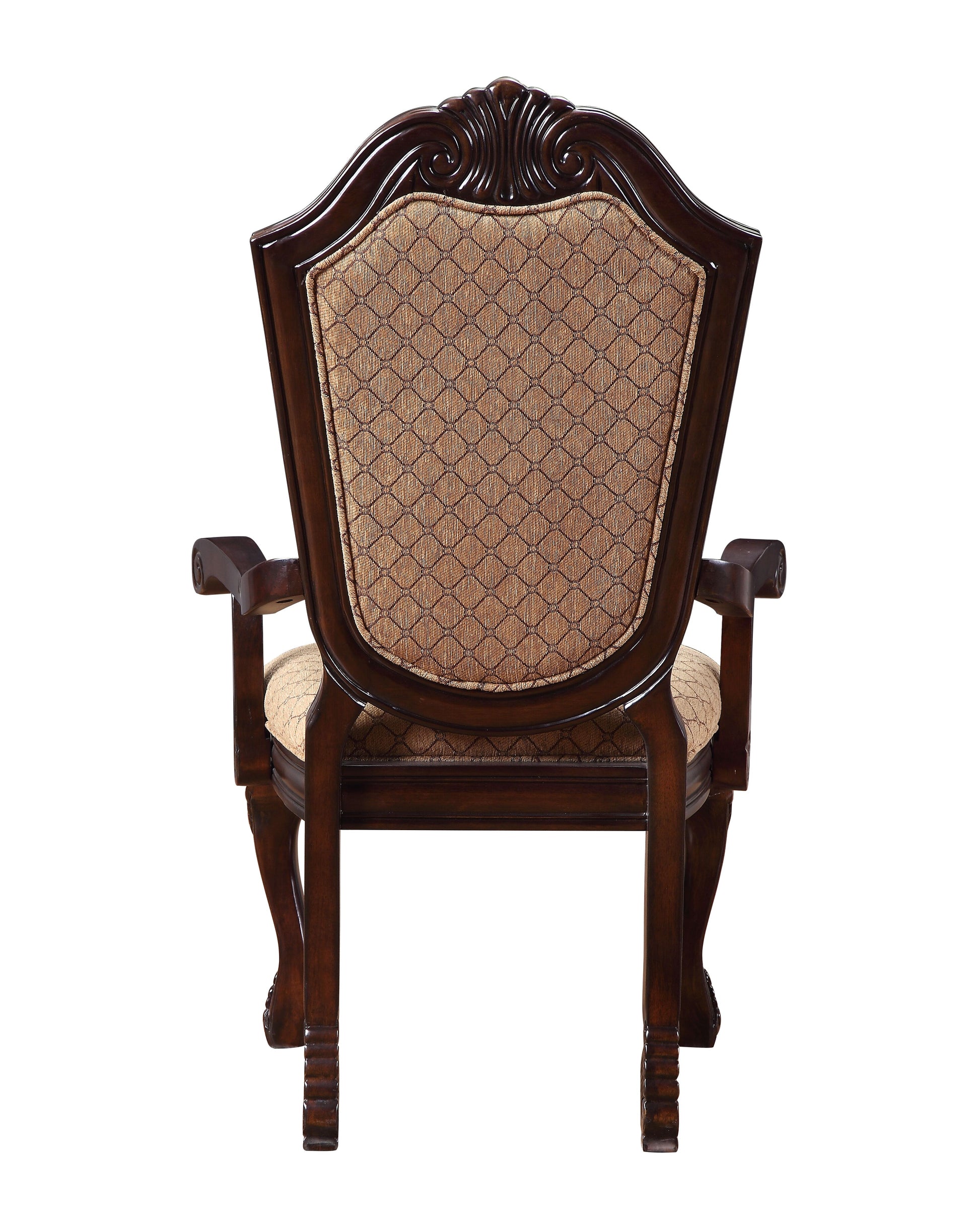 Chateau De Ville Arm Chair Set 2 , Fabric & Espresso 64078A Espresso Upholstered