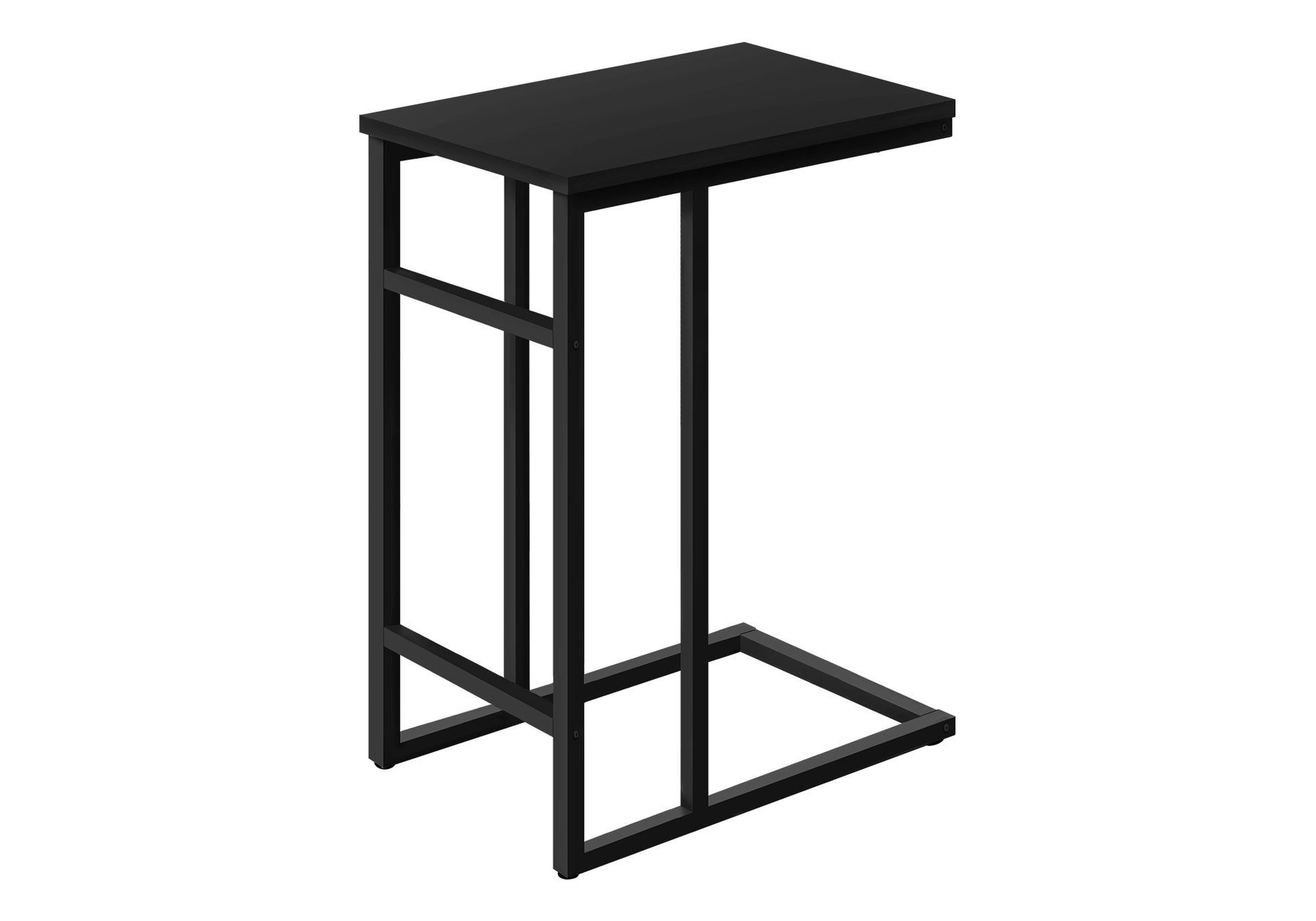 Accent Table, C Shaped, End, Side, Snack, Living Room, Bedroom, Black Laminate, Black Metal, Contemporary, Modern Black Particle Board