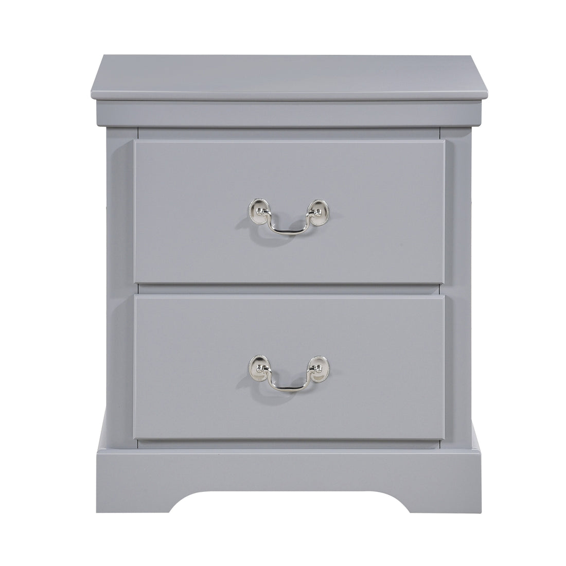 1Pc Classic Traditional 2 Drawers Nightstand Gray Finish Bedroom Furniture Wooden Bedside Table Cabinet Gray 2 Drawers Drawers Wood