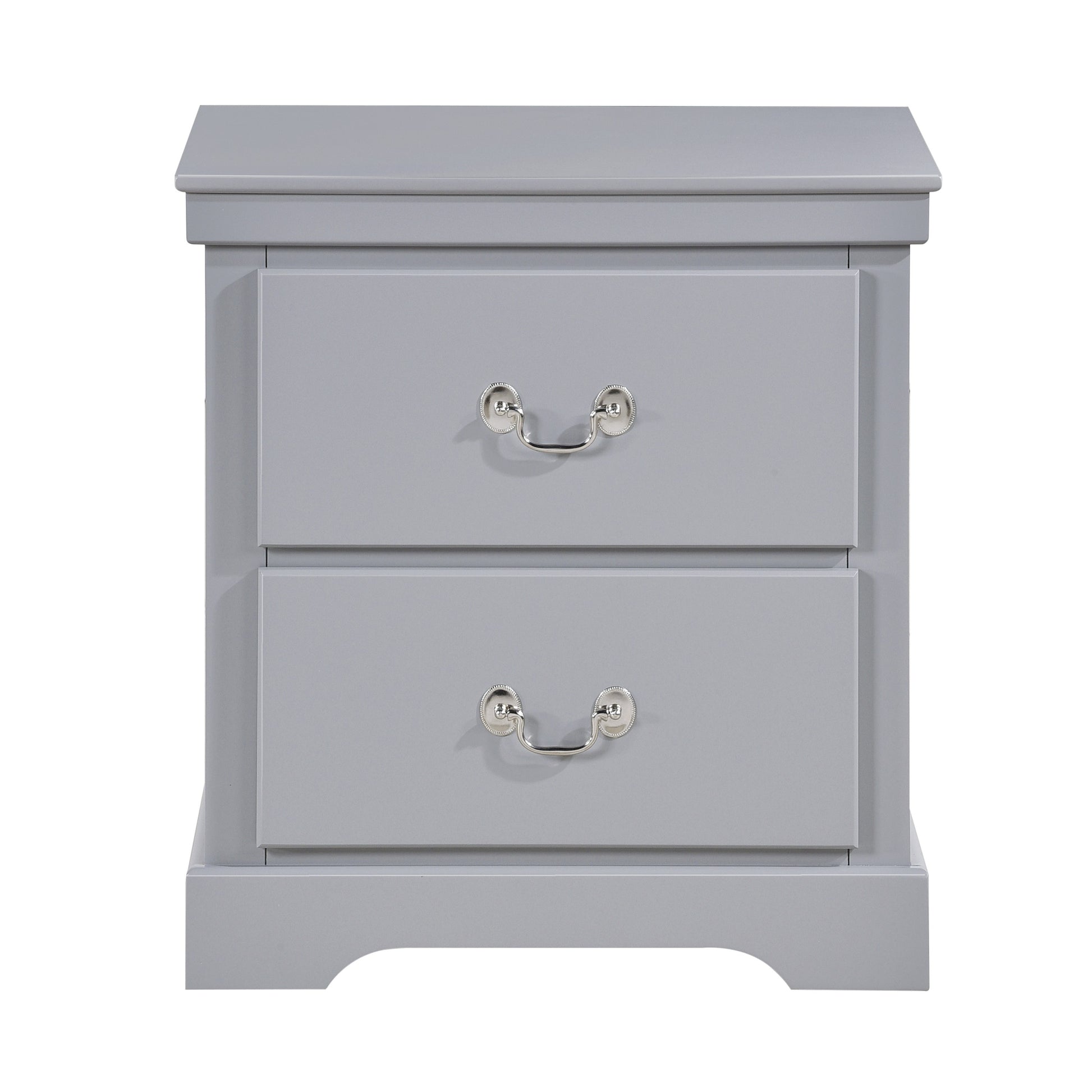 1Pc Classic Traditional 2 Drawers Nightstand Gray Finish Bedroom Furniture Wooden Bedside Table Cabinet Gray 2 Drawers Drawers Wood