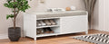 Distressed Shutter Storage Bench With Acacia Veneer For Retro Charm For Living Room, Entryway White White Mdf