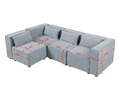 Modular Sofa Grayish Blue Chenille Fabric, Simple And Grand, The Seat And Back Is Very Soft. This Is Also A Knock Down Sofa Grayish Blue Chenille 4 Seat