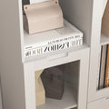 Wooden Floor Cabinet With 2 Glass Doors And 2 Storage Space,White ,Living Room Bathroom Entryway White White Mdf