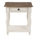 Oak And Antique White 1 Drawer End Table With Shelf Oak Primary Living Space Drawers Rectangular Wood
