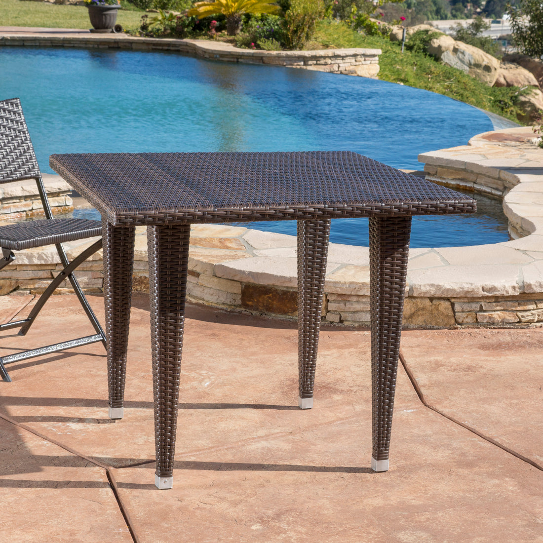 Dominica 35Inch Sq Table Pvc - Brown Multi Iron