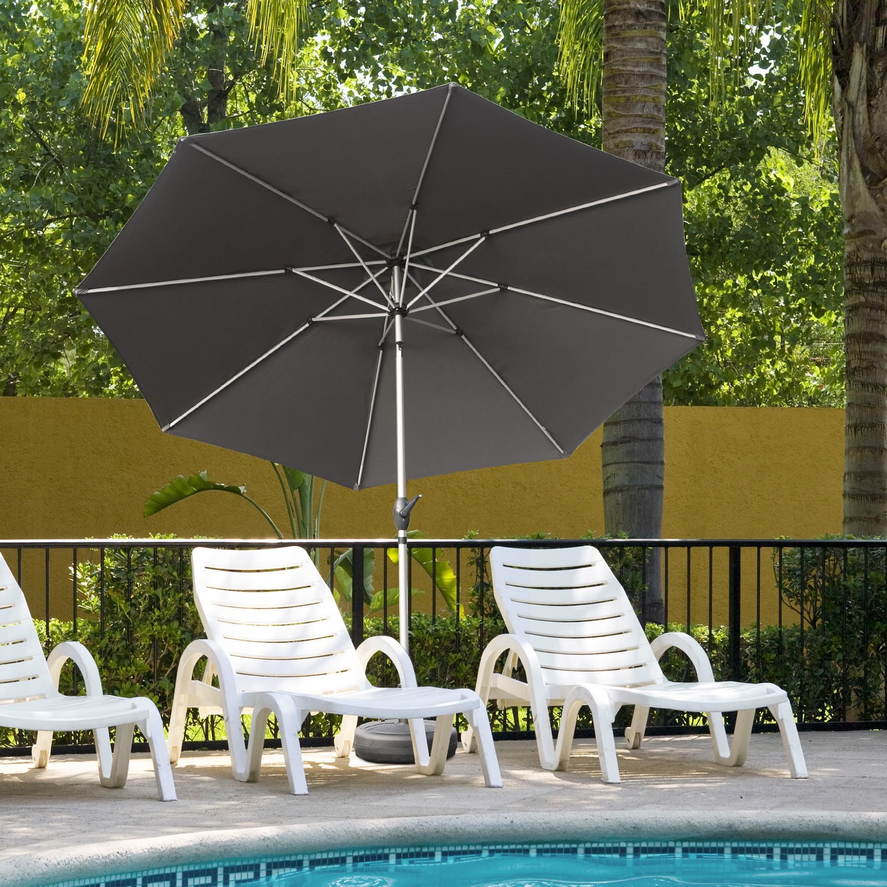 10Ft Patio Umbrella, Outdoor Table Umbrella With Push Button Tilt And Crank, Uv Protection Waterproof Market Sun Umbrella With 8 Sturdy Ribs For 10Ft Patio Umbrella, Outdoor Table Umbrella With Push Button Tilt And Crank, Uv Protection Waterproof Market Sun Umbrella With 8 Sturdy Ribs For