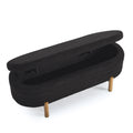 Ottoman Oval Storage Bench,Rubber Wood Leg,Black 46.