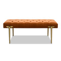 Aria Upholstered Gold Accent Bench, Burnt Orangeperformance Velvet Burnt Orange Foam Velvet