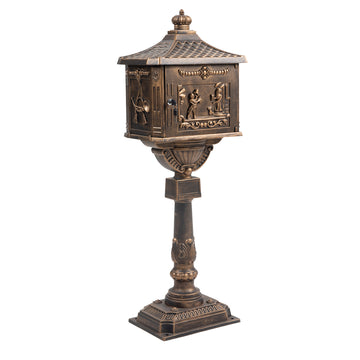 Polar Aurora Mailbox Cast Aluminum Bronze Mail Box Postal Box Security Heavy Duty Bronze Aluminium