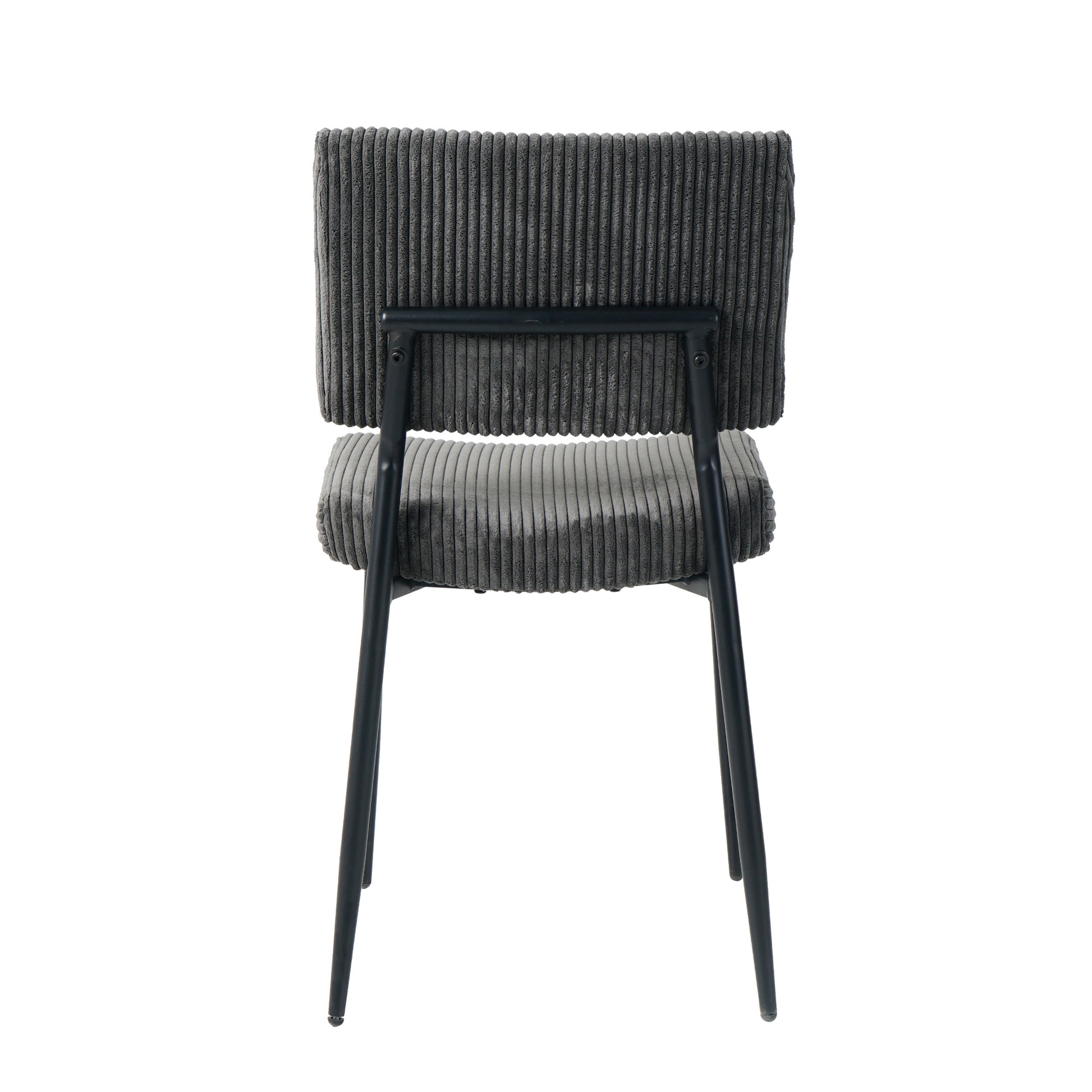 Modern Grey Simple Dining Chair Fabric Upholstered Chairs Home Bedroom Stool Back Dressing Chair Black Metal Legs Set Of 2 Grey Set Of 2 Metal